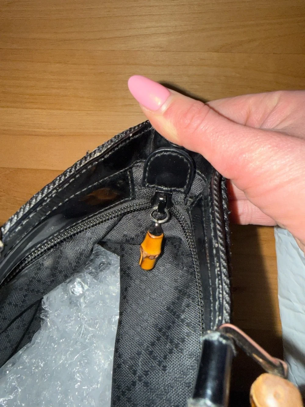 Gucci Black Woven Tote with Bamboo Handles - Picture 9 of 11